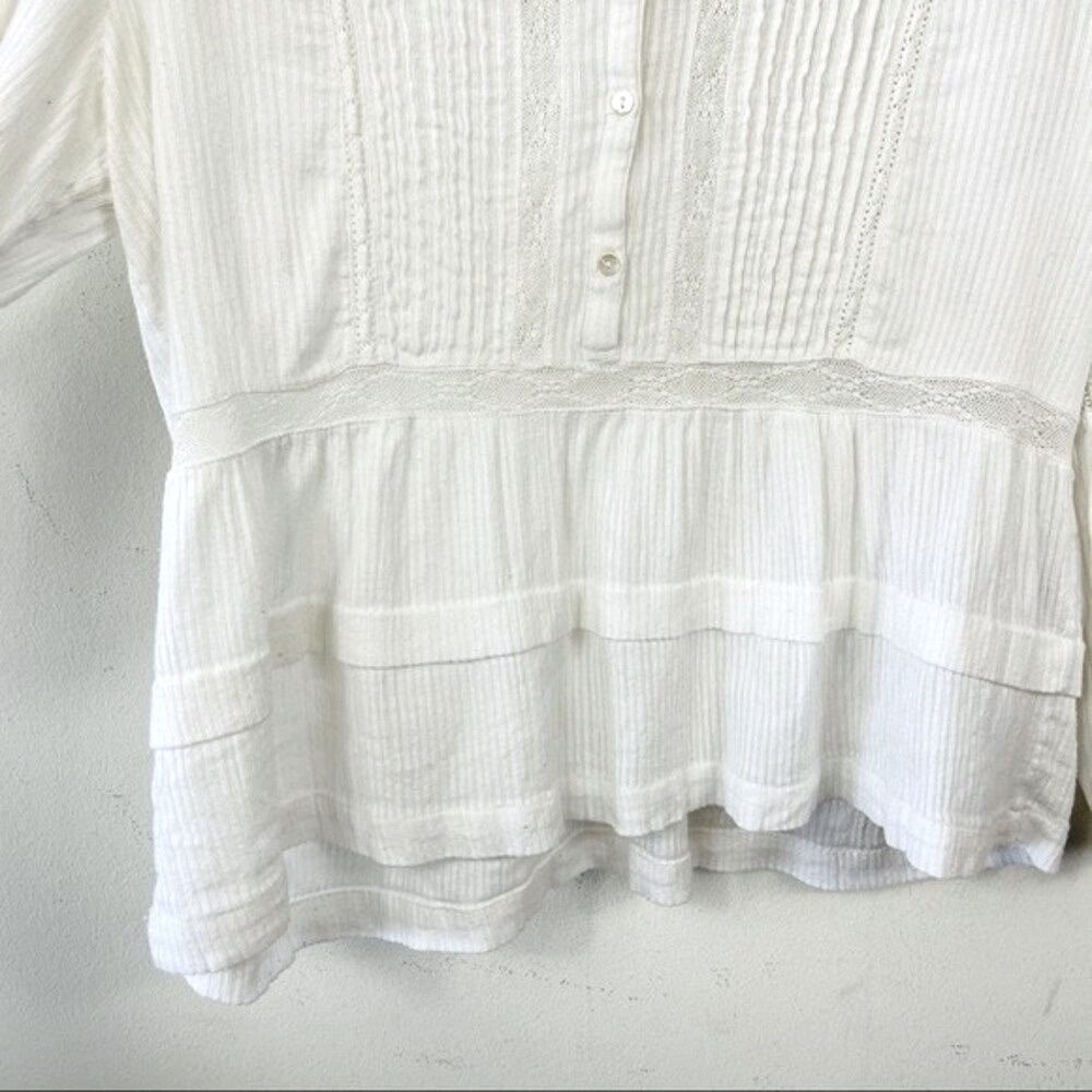 JOIE CARLEEN BOHO LACE CROCHET BLOUSE TOP WHITE S Romantic Cottagecore Victorian - Picture 9 of 12